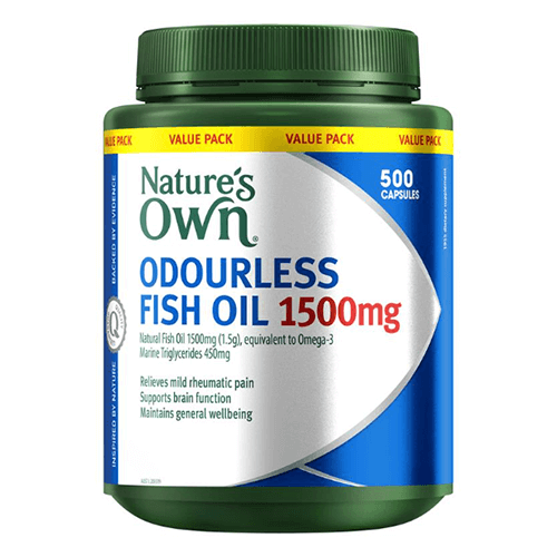 Natures Own Odourless Fish Oil 1500mg 500 Capsules Exclusive Size