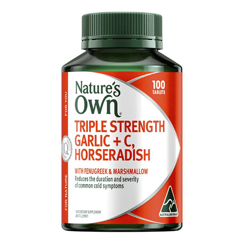 Nature's Own Garlic, Vitamin C + Horseradish Triple Strength for Immunity - 100 Tablets