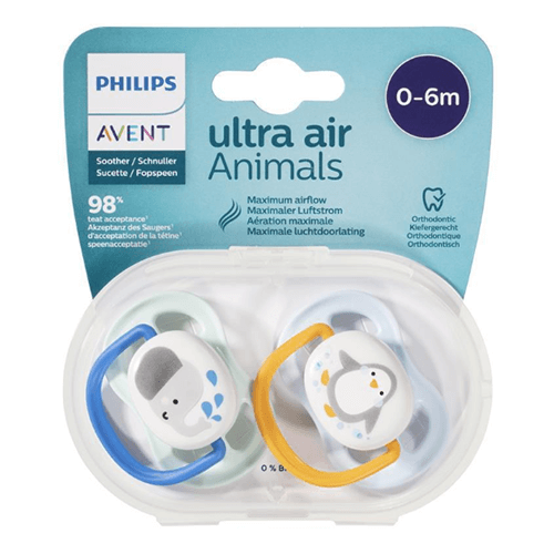 Avent Ultra Air Soother 0-6 Months Animals 2 Pack